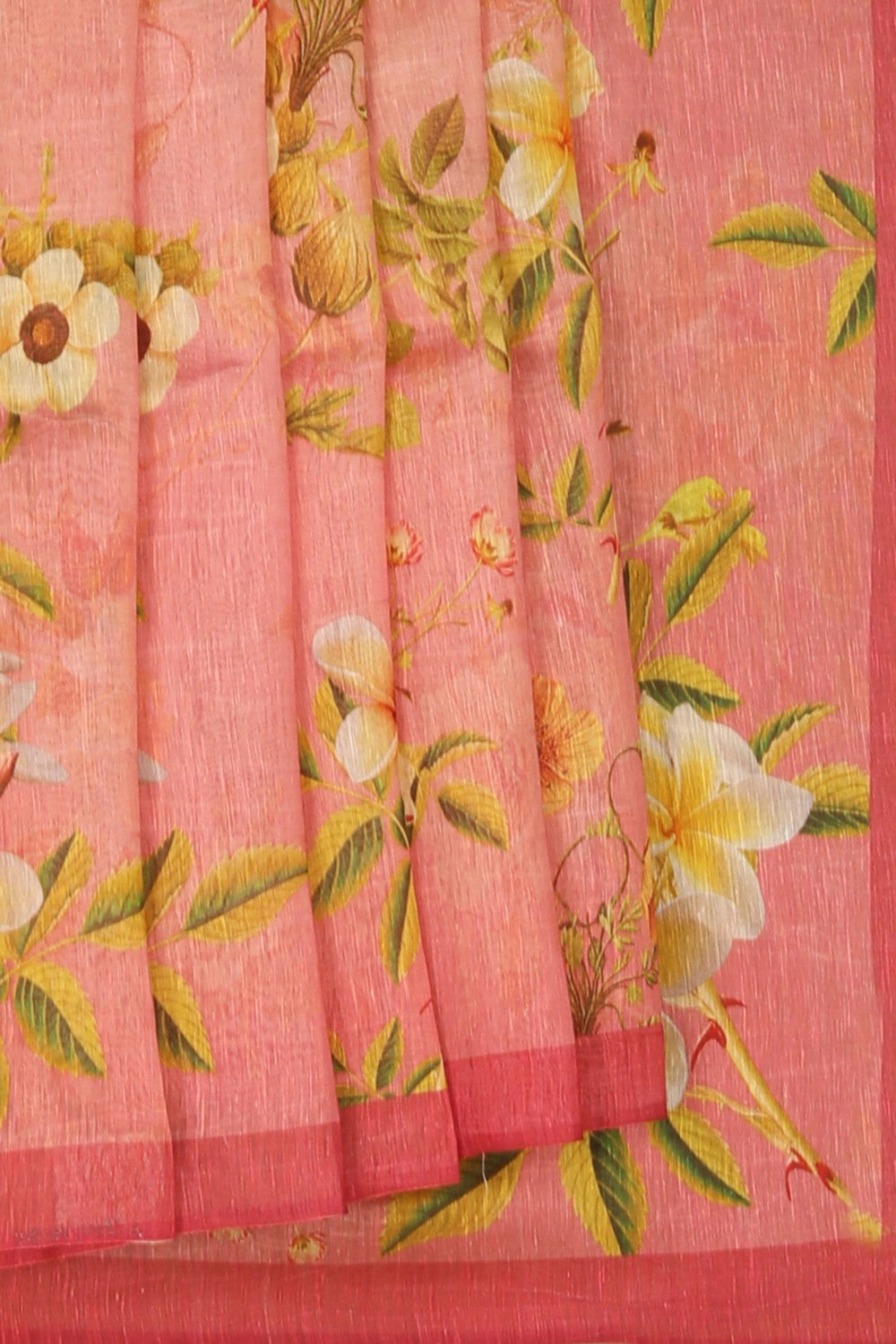 Image of A Floral Print Linen Sare