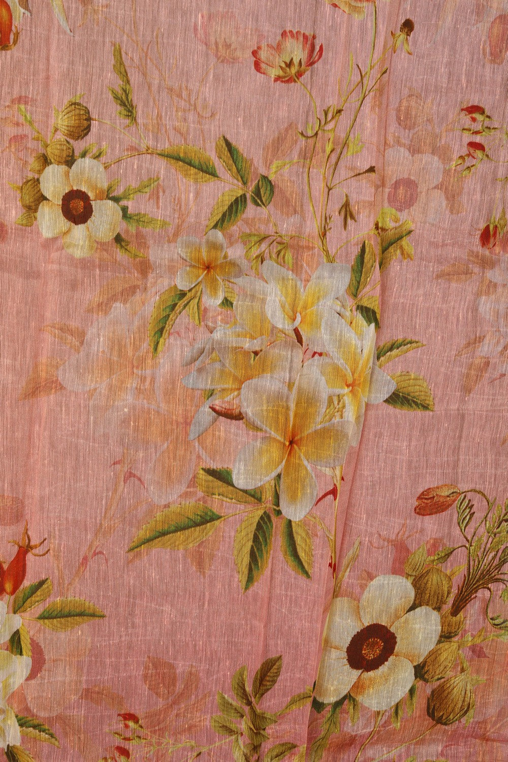 Image of A Floral Print Linen Sare