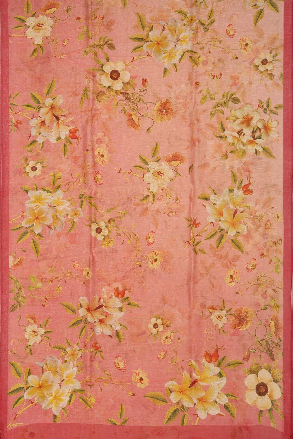 Image of A Floral Print Linen Sare