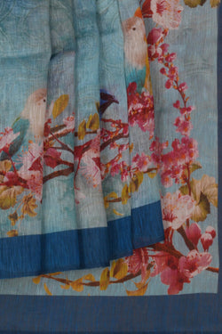Image of A Floral Print Linen Sare