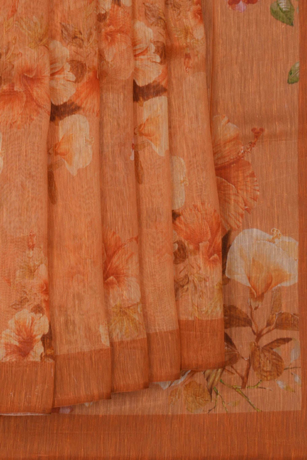 Image of A Floral Print Linen Sare