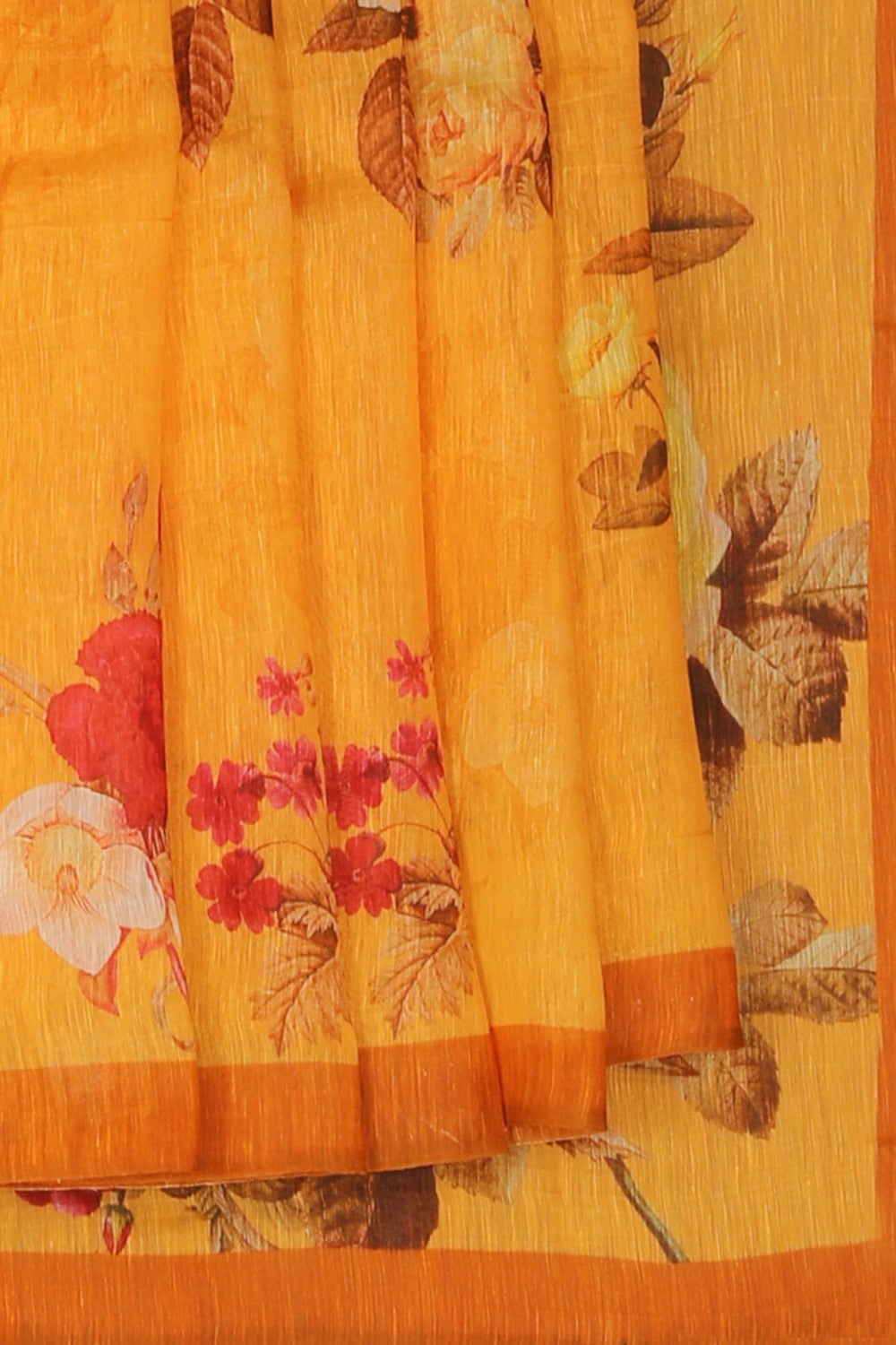 Image of A Floral Print Linen Sare