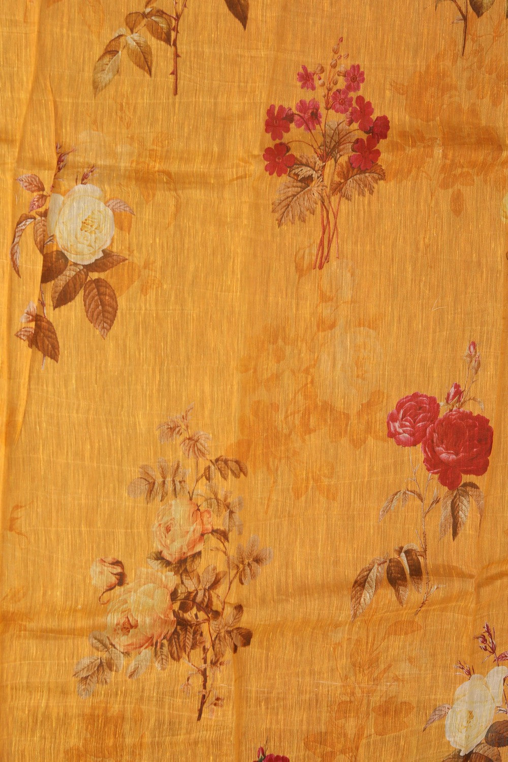 Image of A Floral Print Linen Sare