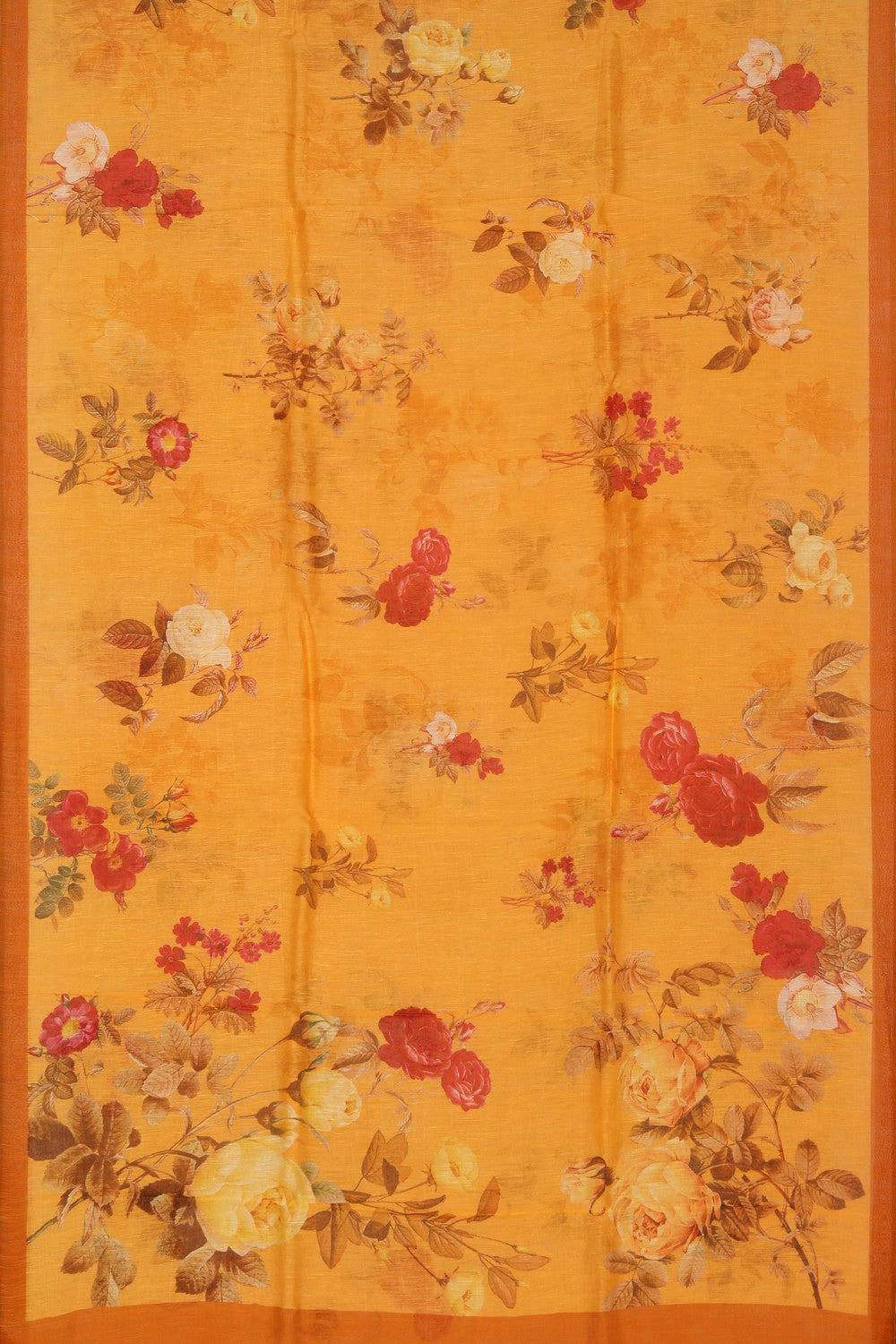 Image of A Floral Print Linen Sare
