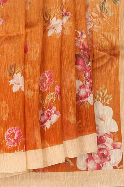 Image of A Floral Print Linen Sare