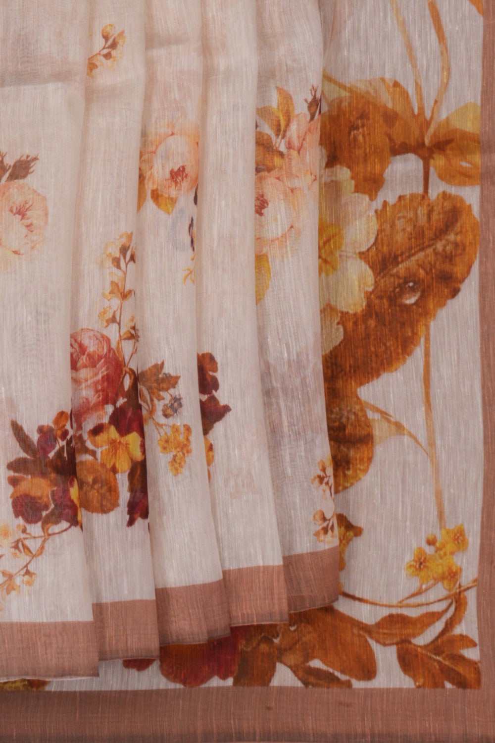 Image of A Floral Print Linen Sare