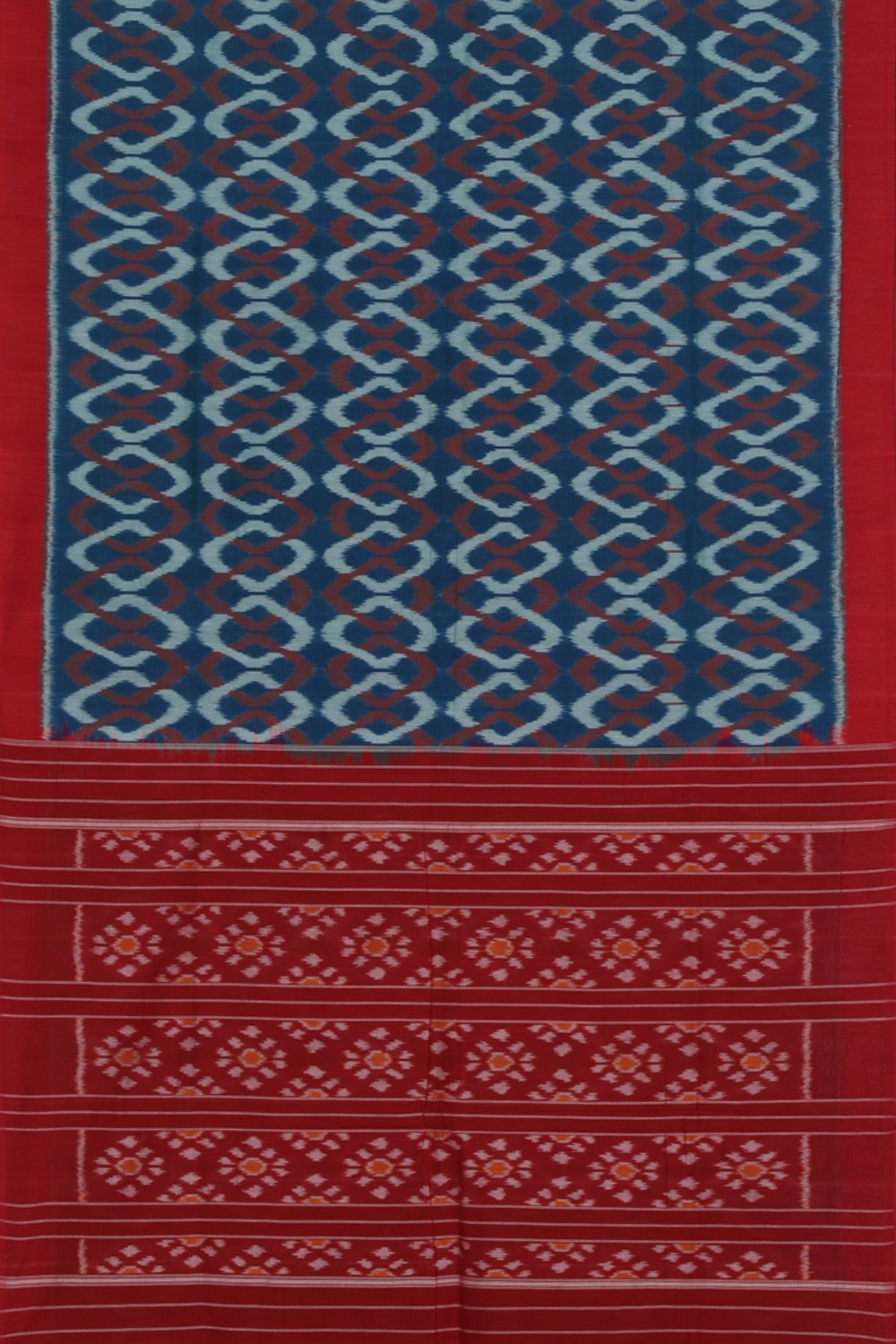 Pochampally Ikat Cotton Teal Blue Saree