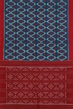 Image of Pochampally Ikat Cotton Teal Blue Saree