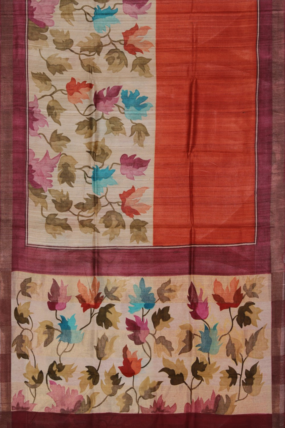 Image of Tussar Silk Off-White Saree