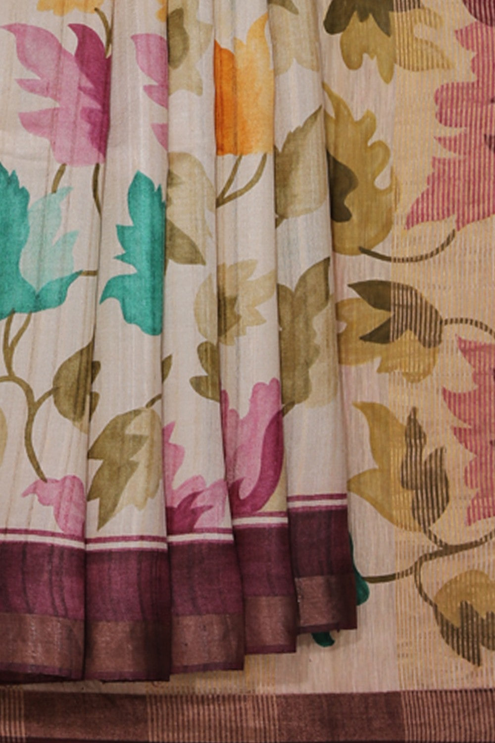 Collection of Tussar Silk Off-White Saree in a gallery layout