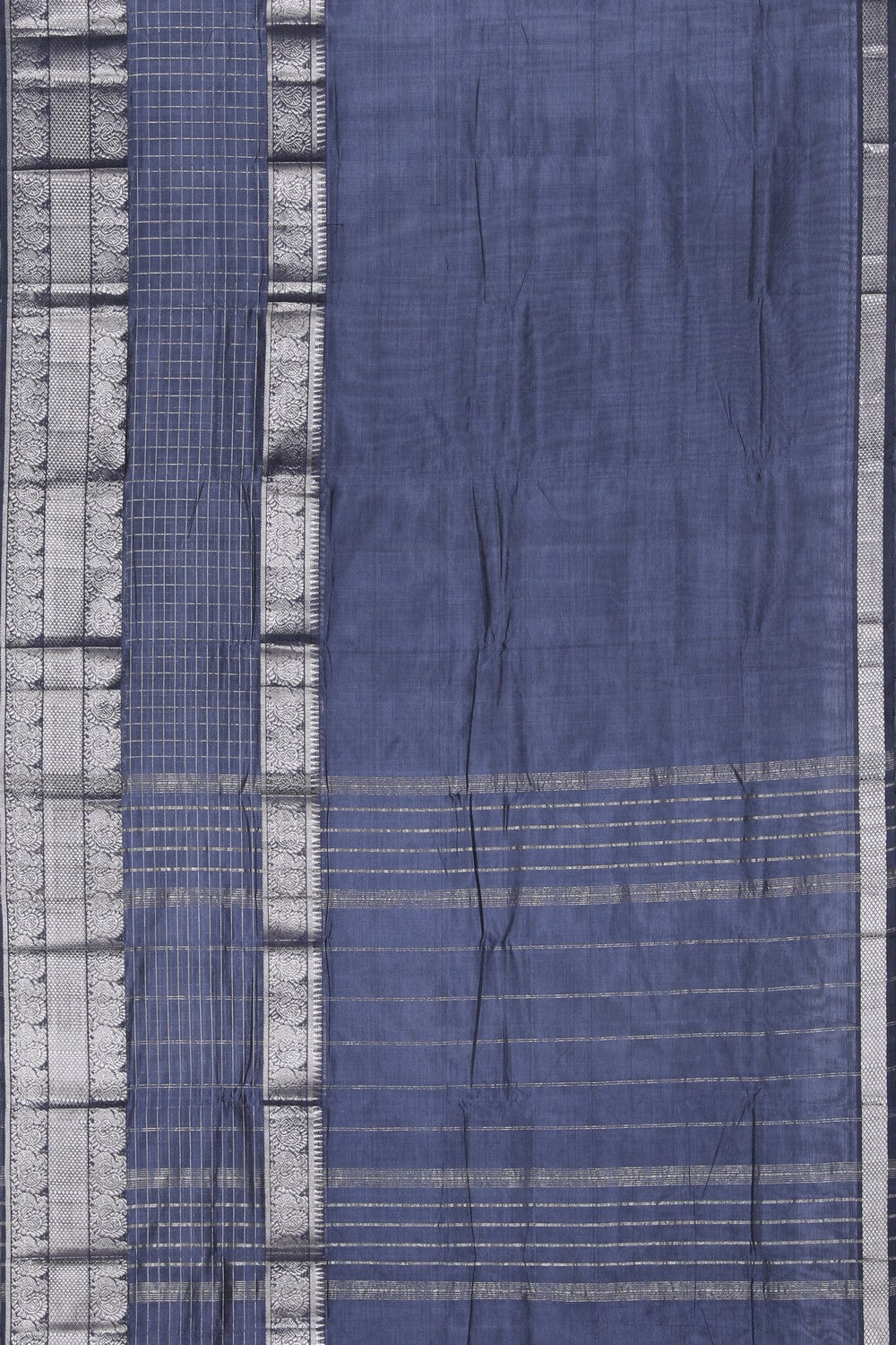 Collection of Mangalgiri Silk Grey Saree in a gallery layout