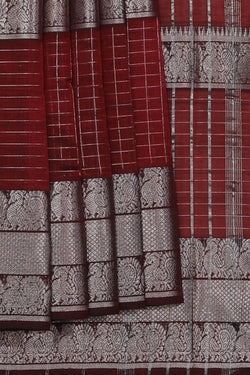 Collection of Mangalgiri Silk Maroon Saree in a gallery layout