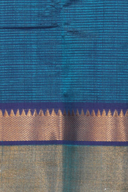 Collection of Mangalgiri Silk Peacock Blue Saree in a gallery layout