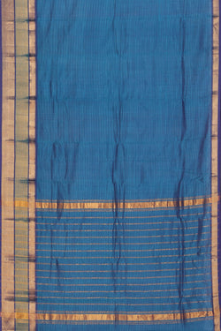 Collection of Mangalgiri Silk Peacock Blue Saree in a gallery layout