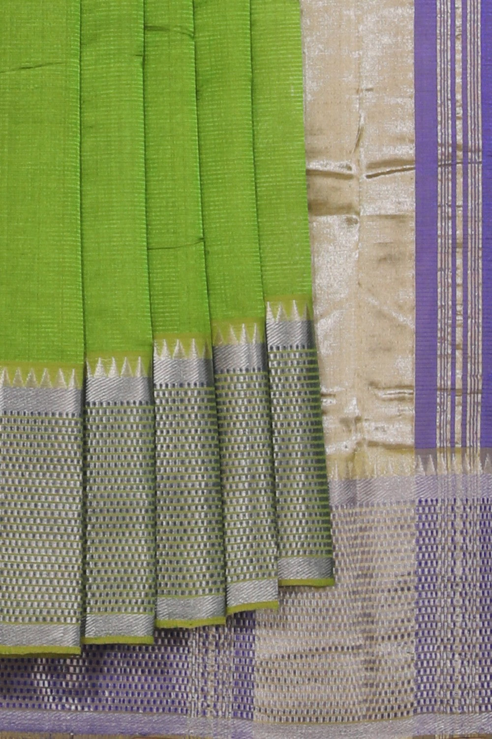 Collection of Mangalgiri Silk Green Saree in a gallery layout