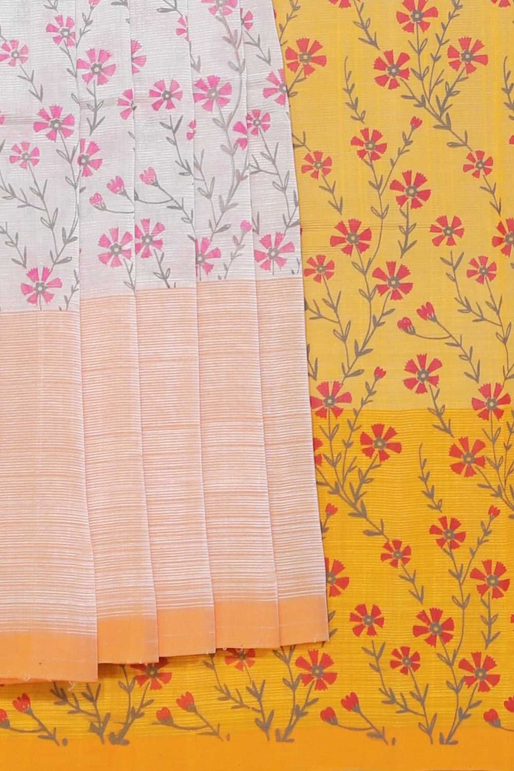 Collection of Mangalgiri Silk Off-White Saree in a gallery layout