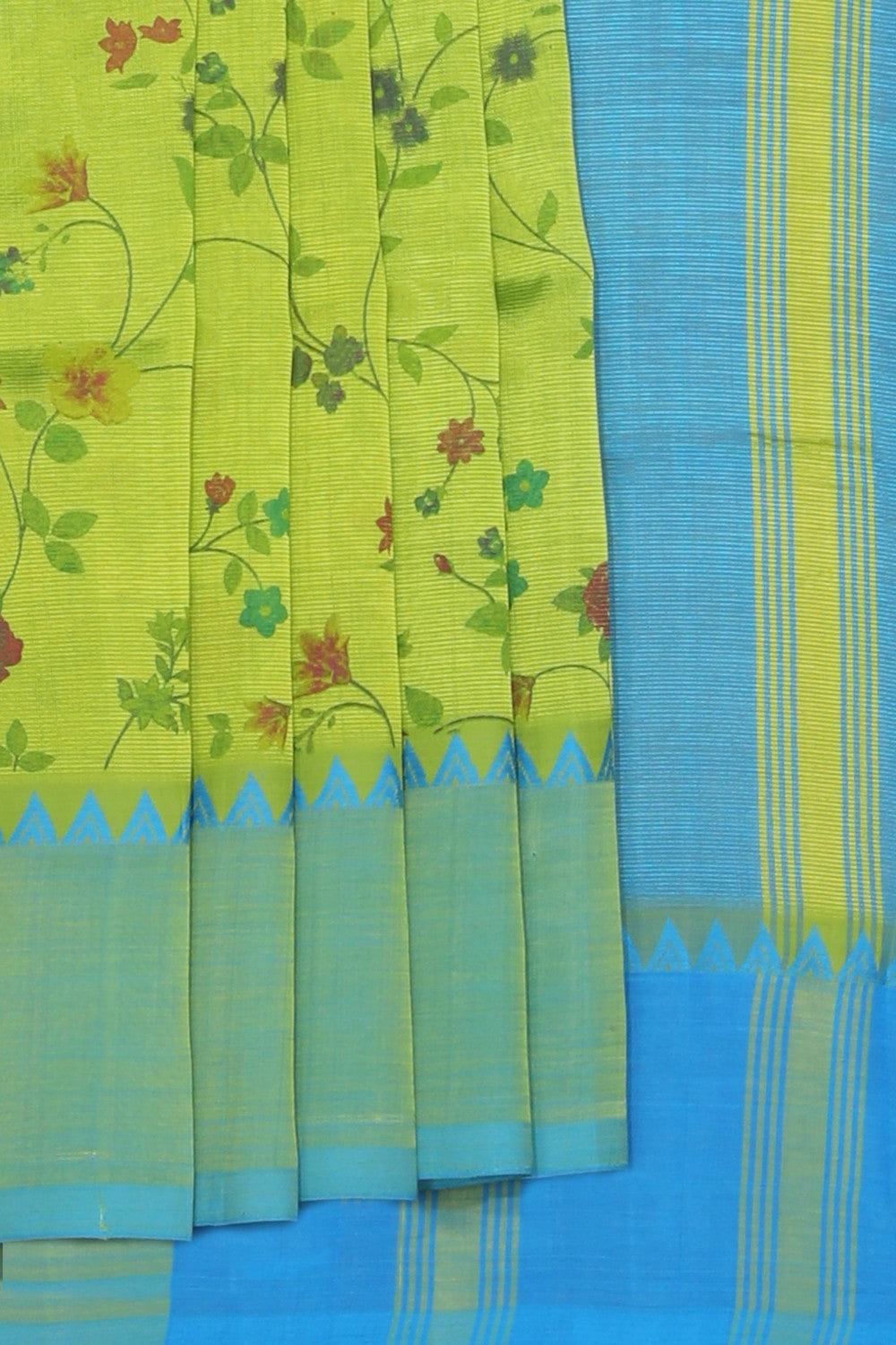 Collection of Mangalgiri Silk Spring Green Saree in a gallery layout