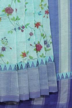 Collection of Mangalgiri Silk Sea Green Saree in a gallery layout