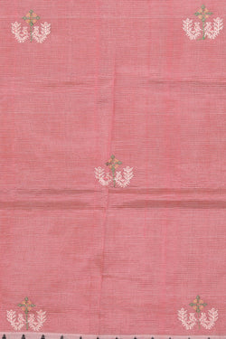 Collection of Mangalgiri Silk Peach Pink Embroidered Saree in a gallery layout