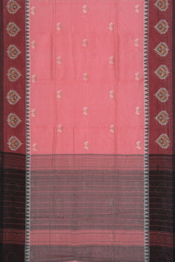 Collection of Mangalgiri Silk Peach Pink Embroidered Saree in a gallery layout