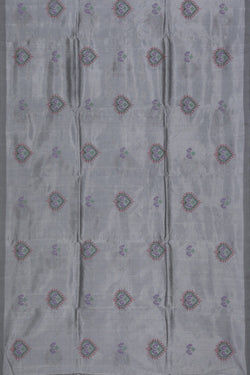 Collection of Mangalgiri Silk Silvery Grey Embroidered Saree in a gallery layout