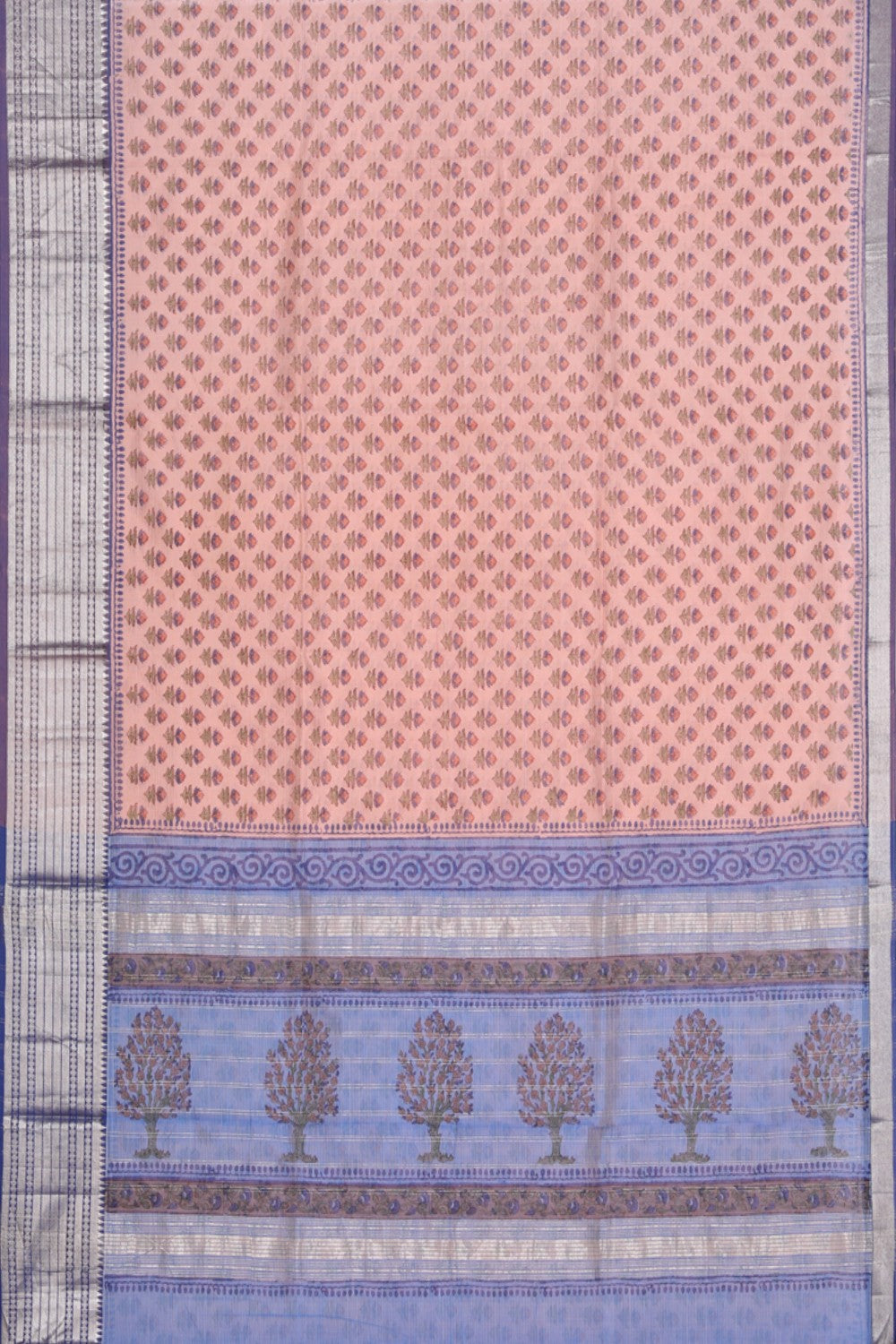 Collection of Mangalgiri Silk Light Peach Printed Saree in a gallery layout