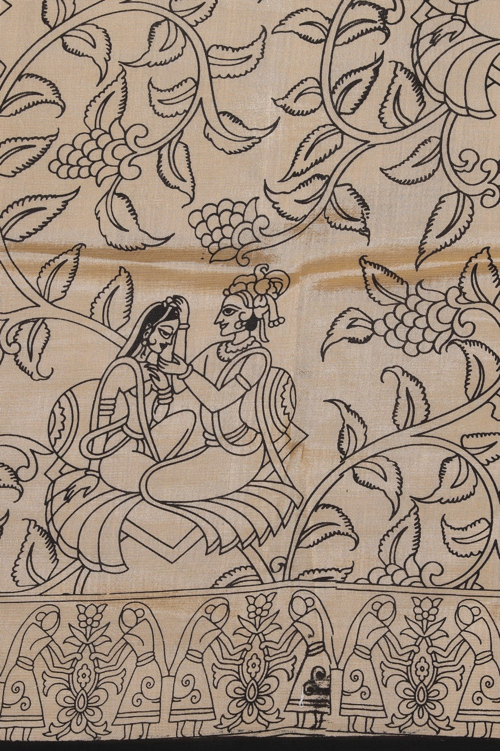 Collection of Mangalgiri Silk Cream Printed Saree in a gallery layout