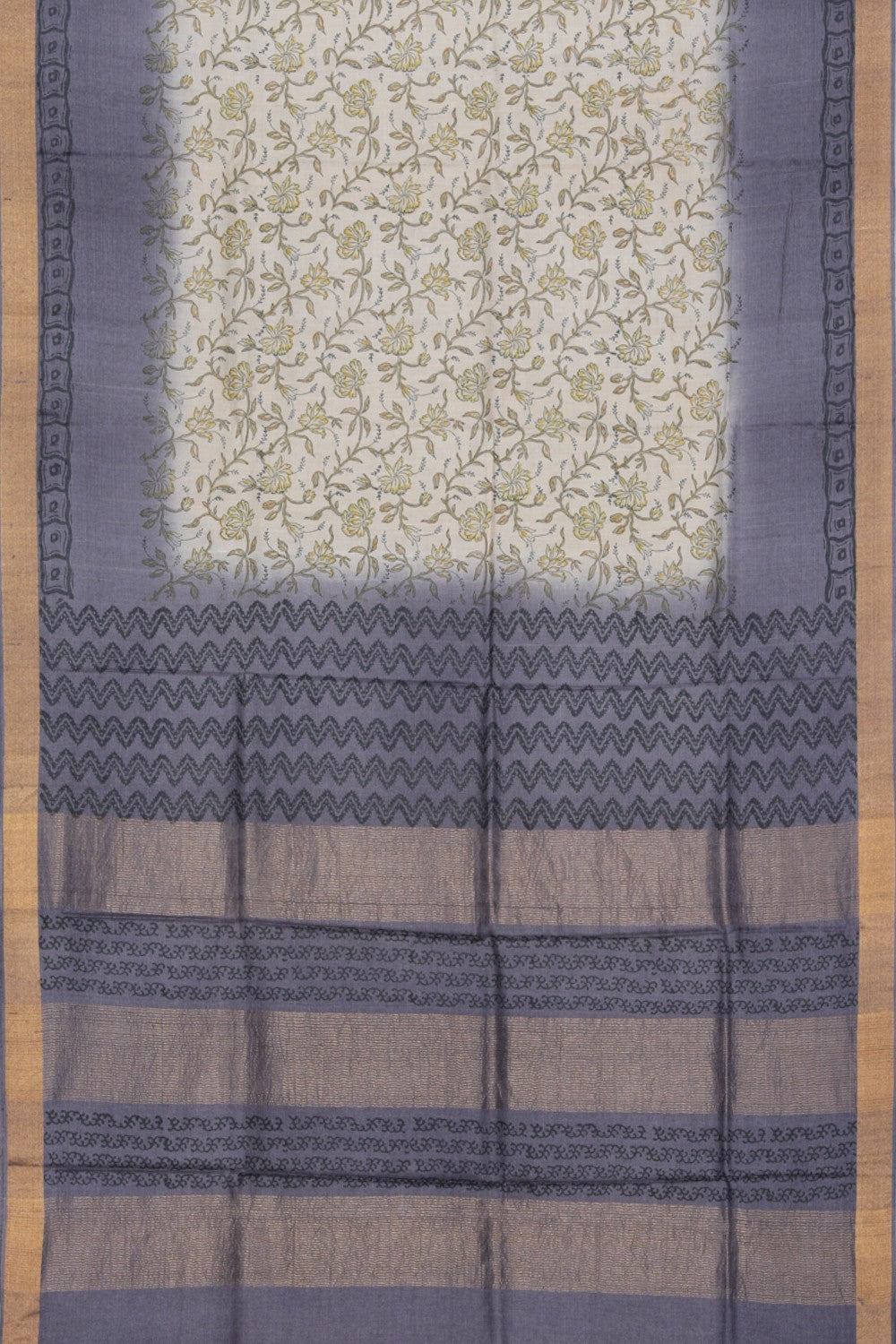 Image of Tussar-Silk Floral Print Saree
