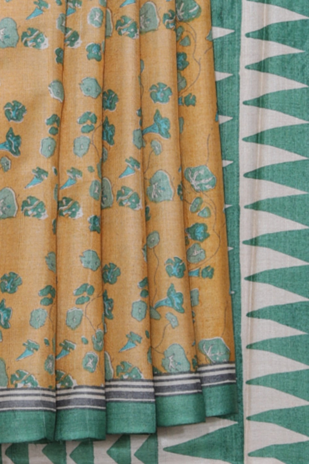 Tussar-Silk Floral Print Saree