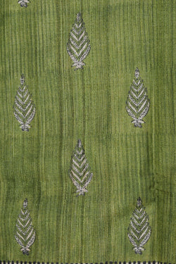 Collection of Tussar-Silk Leaf Print Saree in a gallery layout