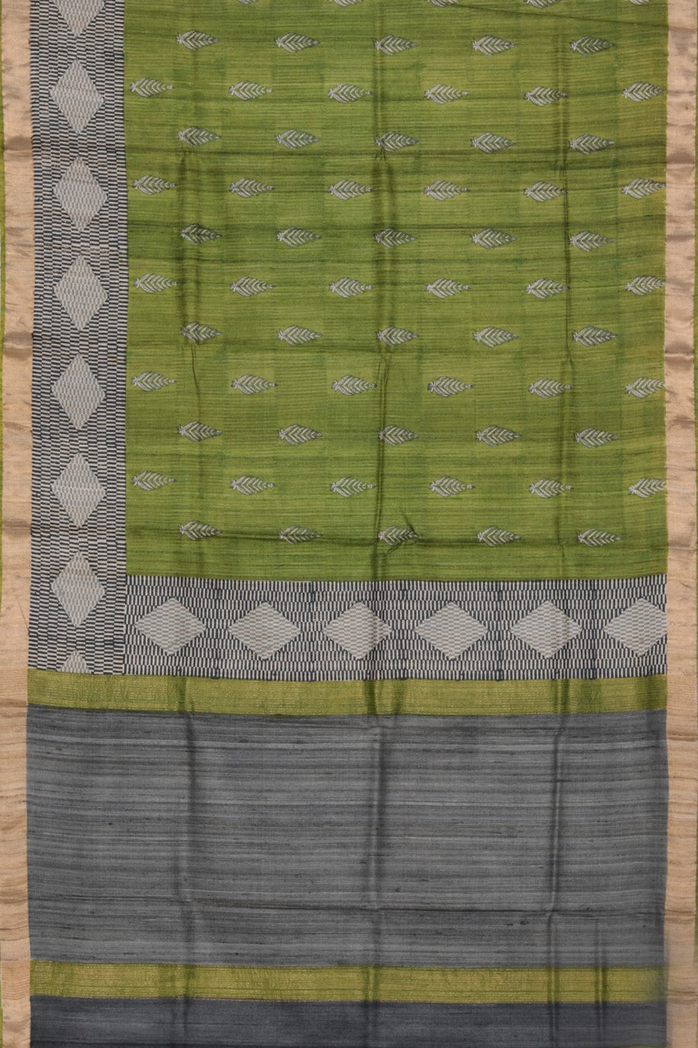 Collection of Tussar-Silk Leaf Print Saree in a gallery layout