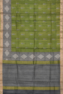 Collection of Tussar-Silk Leaf Print Saree in a gallery layout