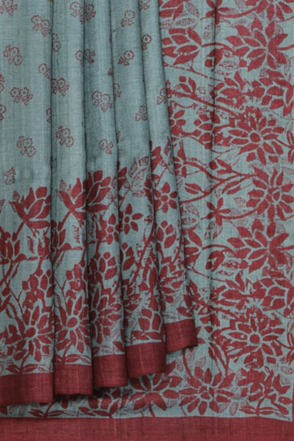 Collection of Tussar-Silk Flower Print Saree in a gallery layout