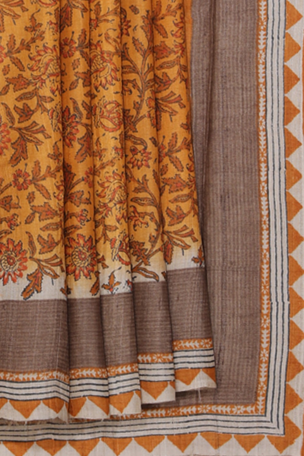 Collection of Tussar-Silk Flower Print Saree in a gallery layout