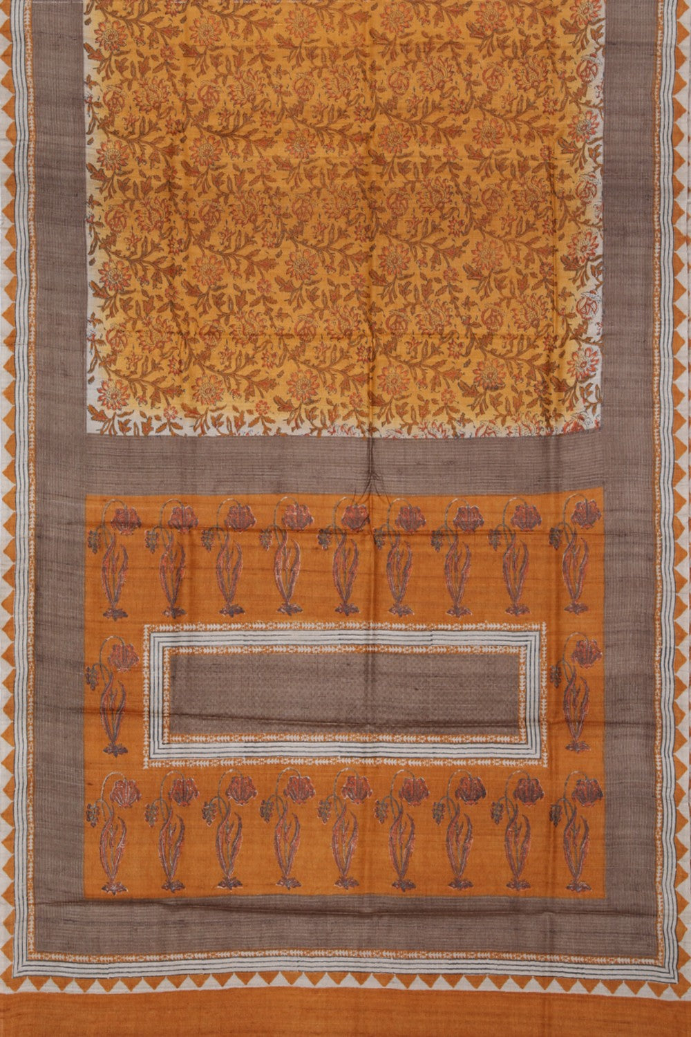 Collection of Tussar-Silk Flower Print Saree in a gallery layout