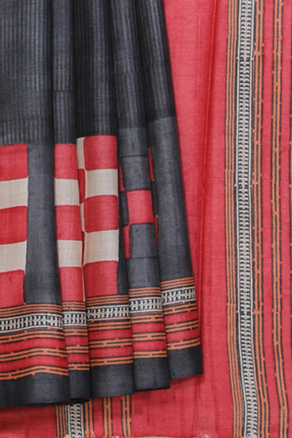 Collection of Tussar-Silk Geometric Print Saree in a gallery layout