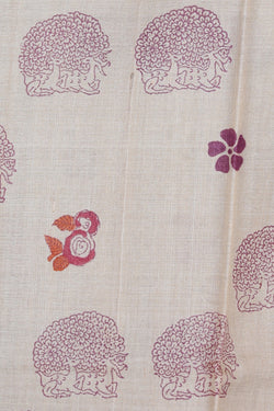 Collection of Tussar-Silk Flower Print Saree in a gallery layout