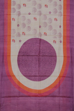 Collection of Tussar-Silk Flower Print Saree in a gallery layout