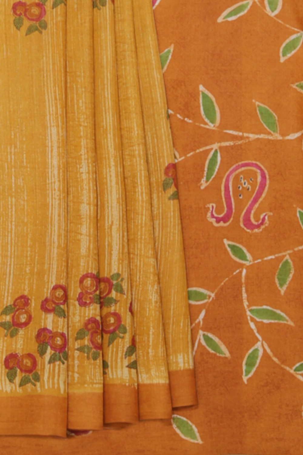 Tussar-Silk Flower Print Saree