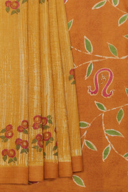 Image of Tussar-Silk Flower Print Saree