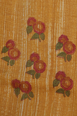 Image of Tussar-Silk Flower Print Saree