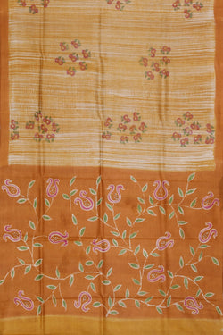 Image of Tussar-Silk Flower Print Saree