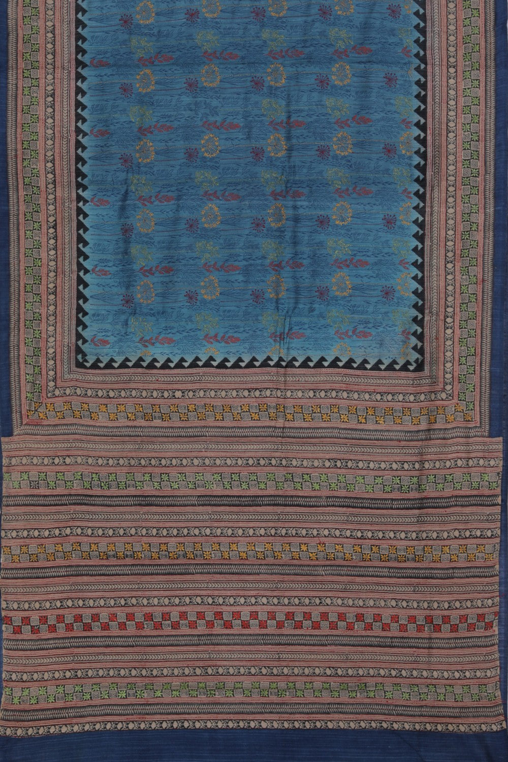 Collection of Tussar-Silk Kantha Stitch Saree in a gallery layout