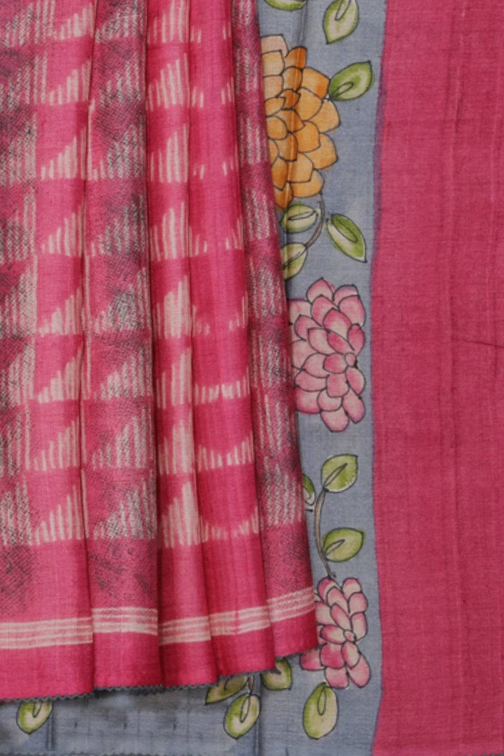 Collection of Shibori Printed Pink Saree in a gallery layout