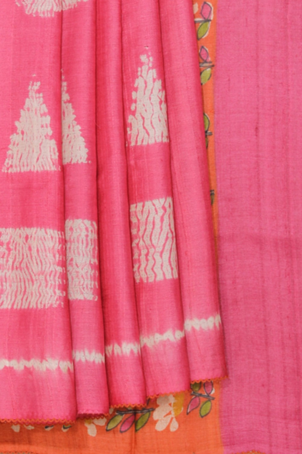 Collection of Shibori Printed Pink Saree in a gallery layout