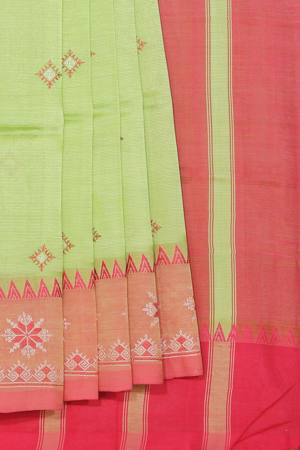 Collection of Mangalgiri Silk Green Saree in a gallery layout