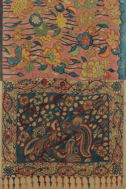 Collection of Kalamkari Hand-Painted Crepe Silk Saree in a gallery layout