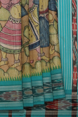 Collection of Kalamkari Hand-Painted Tussar Silk Saree in a gallery layout