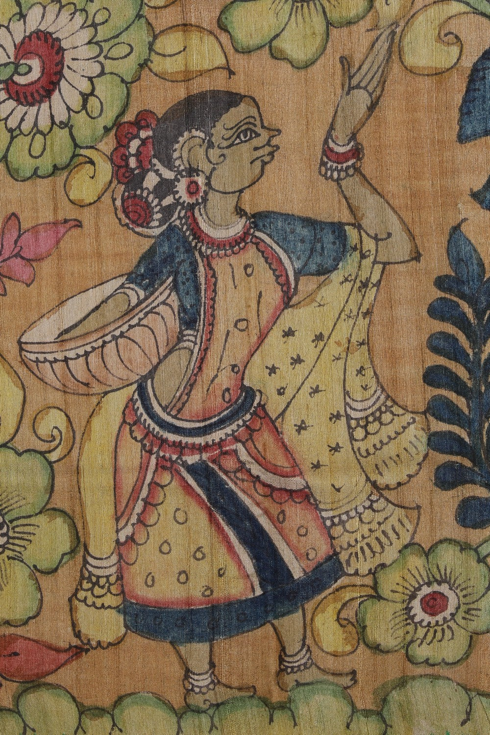 Collection of Kalamkari Hand-Painted Tussar Silk Saree in a gallery layout