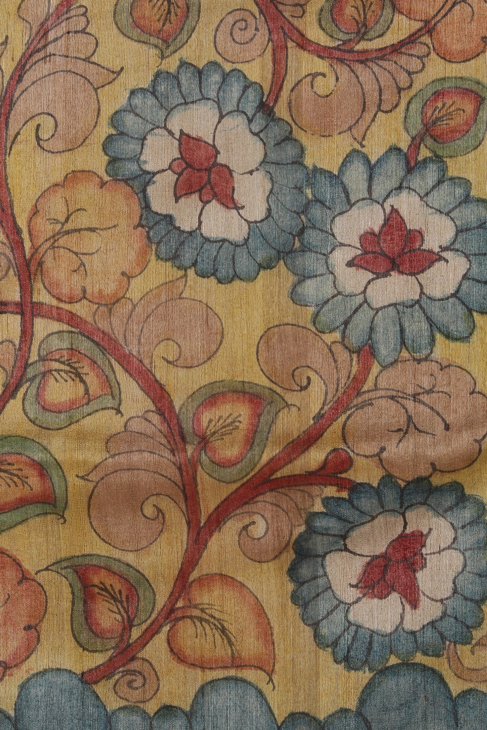 Image of Kalamkari Hand-Painted Tussar Silk Saree